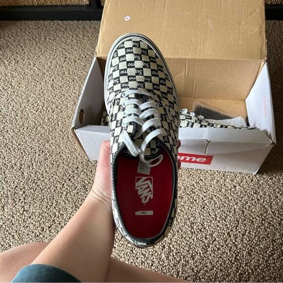 Supreme x Vans Authentic Pro Black White Checkered Sneakers Men’s 13 - Picture 7 of 13